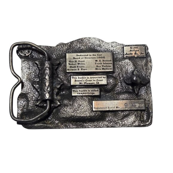 Mt Pleasant Iowa  Belt Buckle Old Settlers and Threshers Reunion 1982 Distressed - Picture 3 of 14